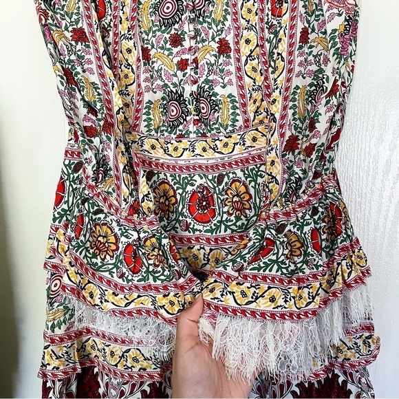 Alice + Olivia Dress Lawson Floral Buttoned Mini Flower Pot Ecru Multi 4 EUC - Picture 4 of 11